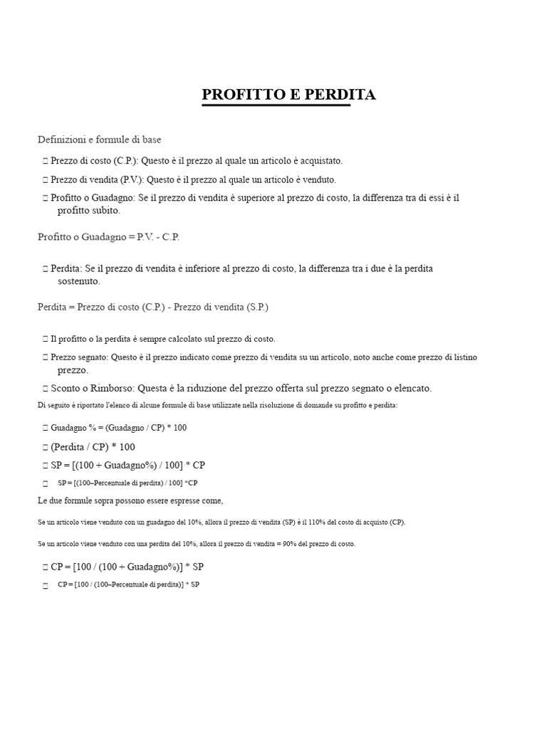 Domande Su Profitto e Perdita | PDF
