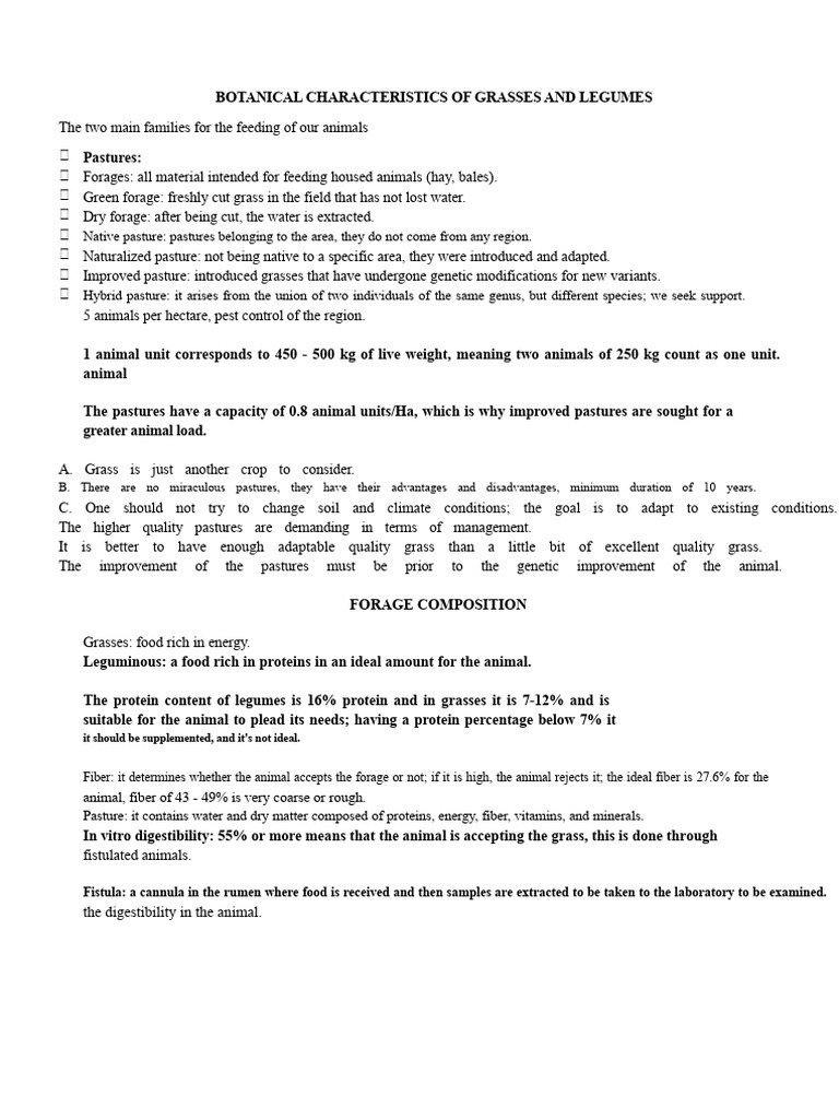 Grasses and Legumes: Key Characteristics | PDF | Legume | Root