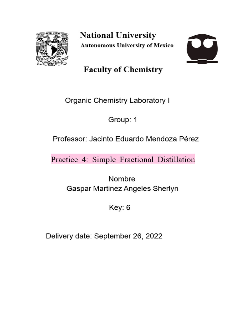 Practice 3 Simple Distillation | PDF | Distillation | Physical Sciences