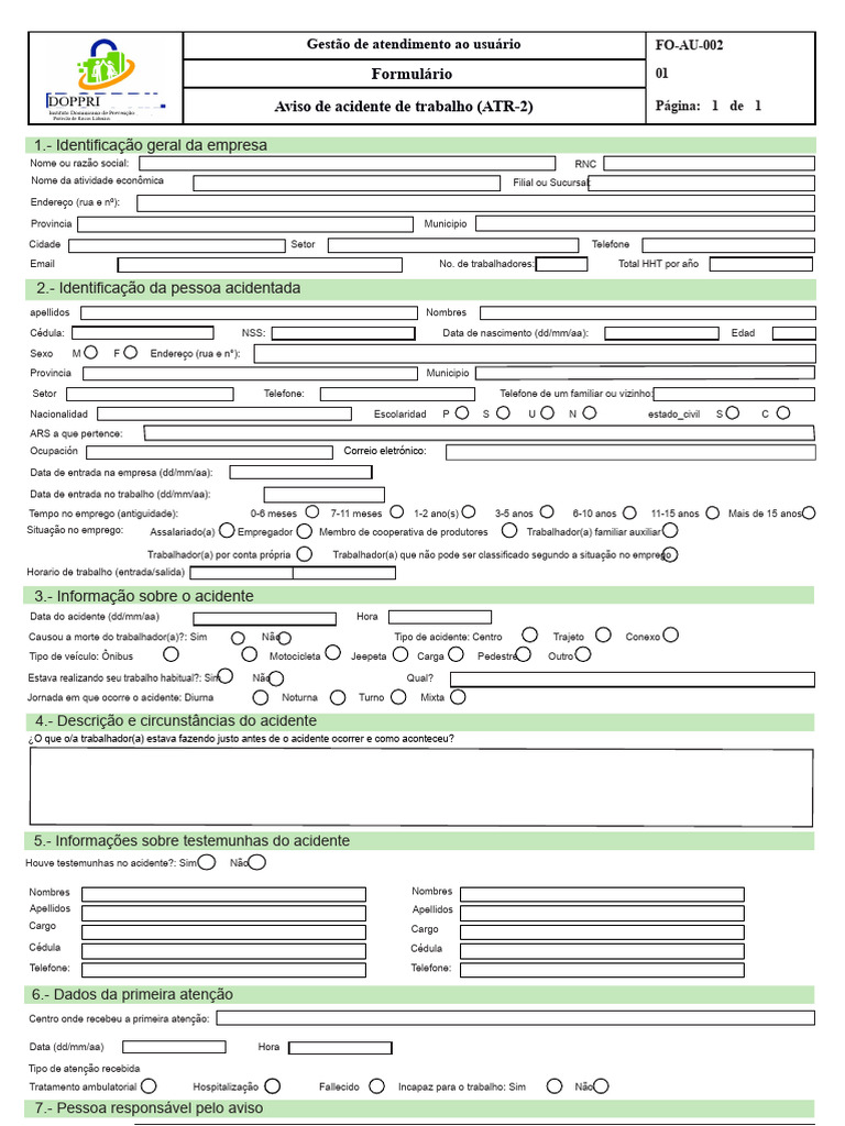 Formulário ATR 2 FO-SC-002 v2 1 | PDF | Emprego