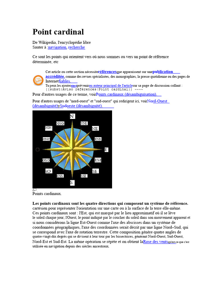 Comprendre les points cardinaux | PDF