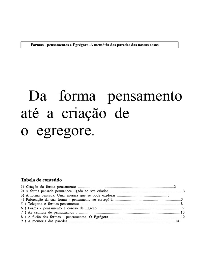 Formas-Pensamento e Egrégora: Energia e Memória | PDF | Pensamento ...