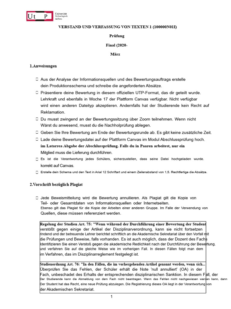 100000N01I VERSTÄNDNIS UND VERFASSUNG VON TEXTEN 1-ABSCHLUSSEXAMEN ...