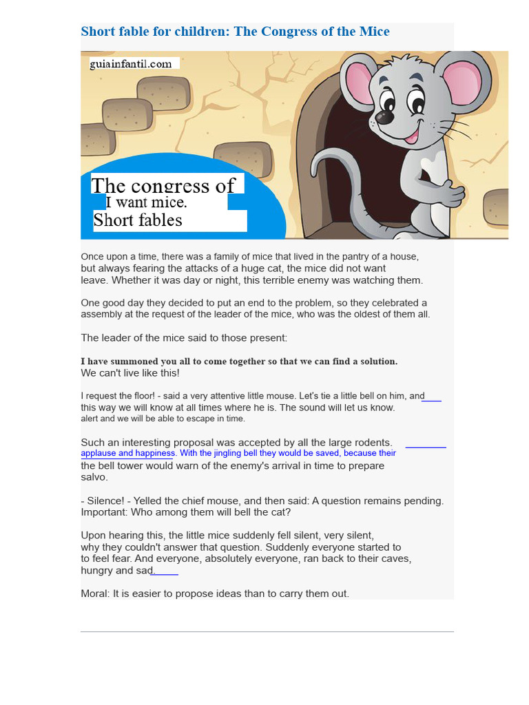 The Congress of the Mice Fable | PDF | Mouse