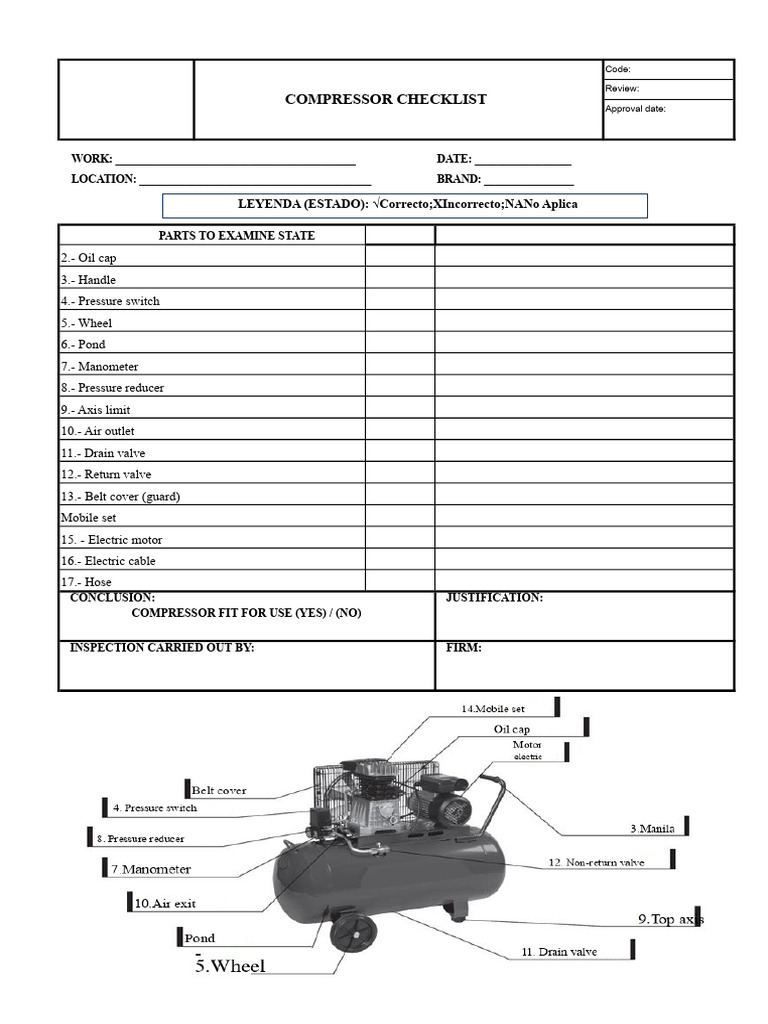 Compressor Inspection Checklist | PDF