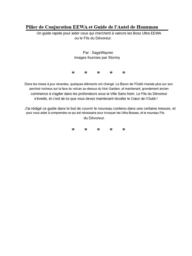 Guide d'invocation des Ultra Boss EEWA | PDF