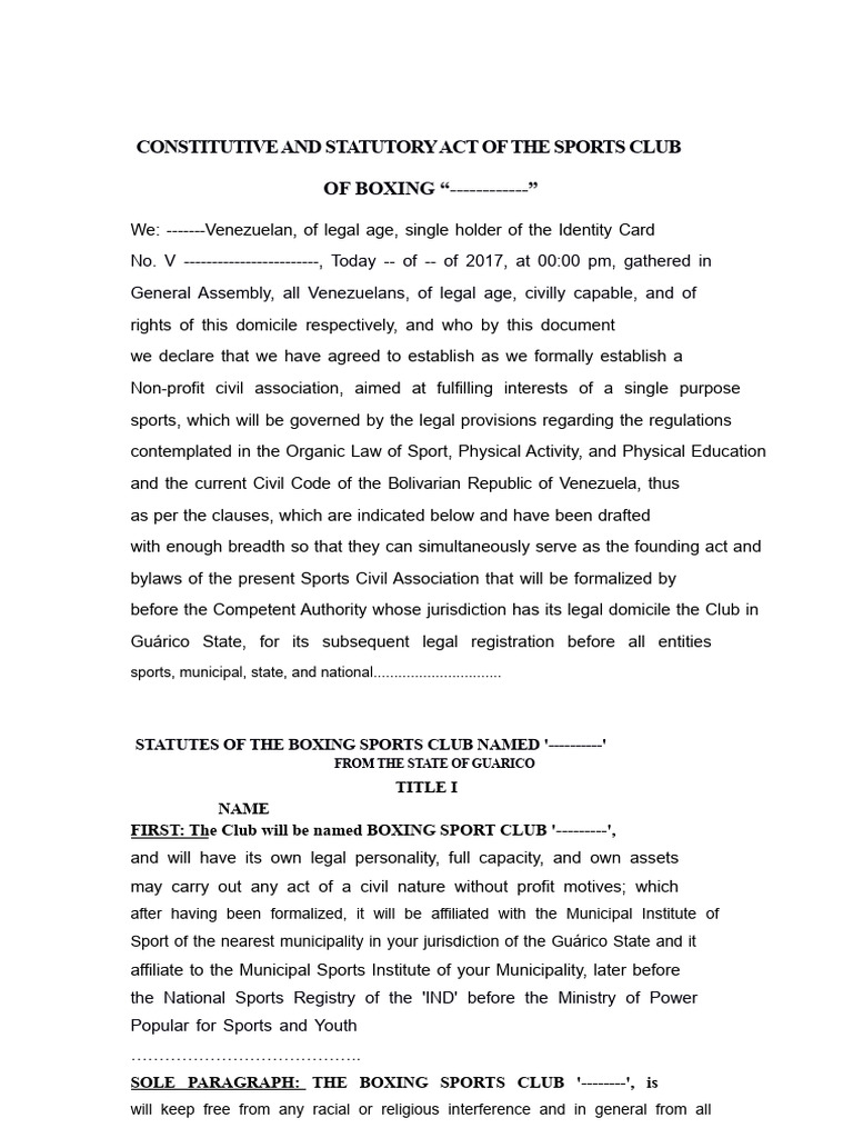 Boxing Sports Club Constitution and Bylaws | PDF | Identity Document ...