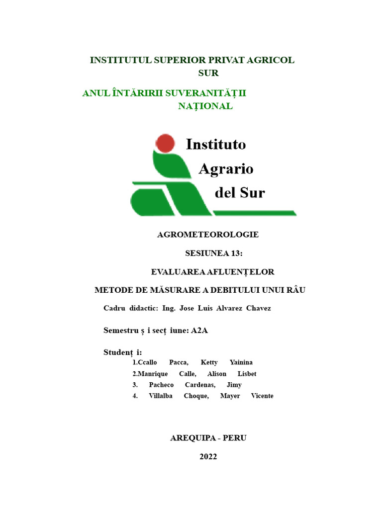 Metode de Măsurare A Debitului Unui Râu | PDF