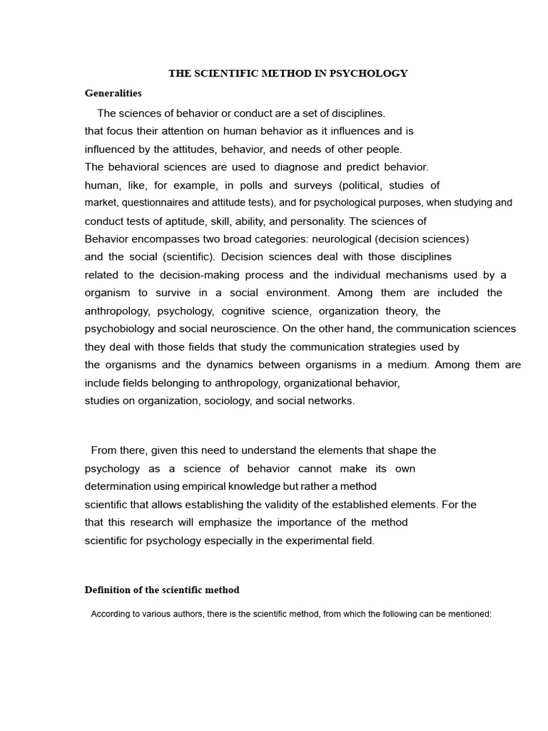 The Scientific Method in Psychology | PDF | Hypothesis | Scientific Method