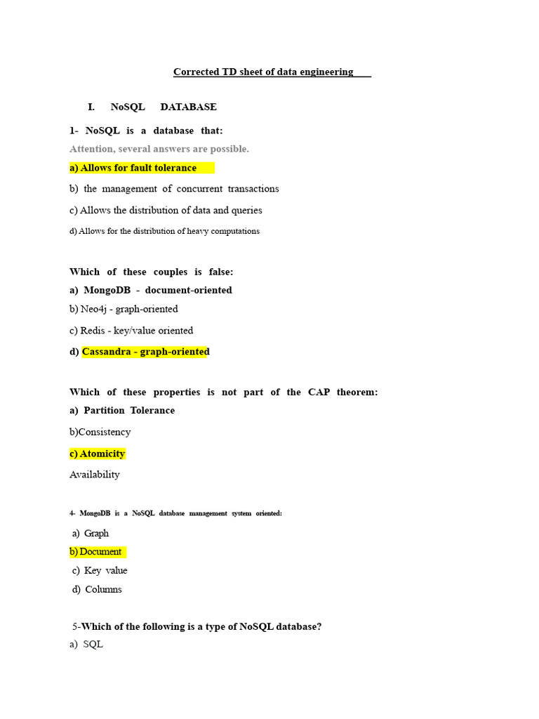 NoSQL and Hadoop MCQs for Data Engineering | PDF | Apache Hadoop | No Sql