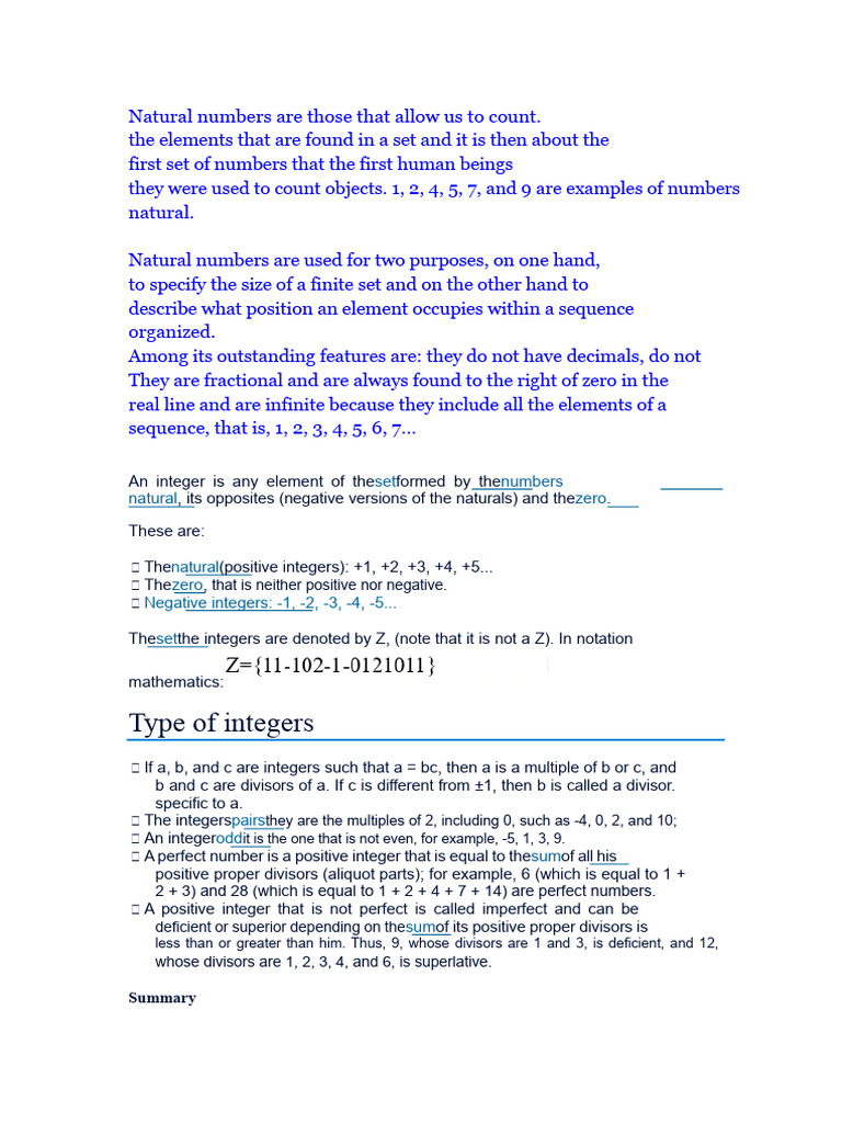 Understanding Natural and Integer Numbers | PDF | Numbers | Cartesian ...