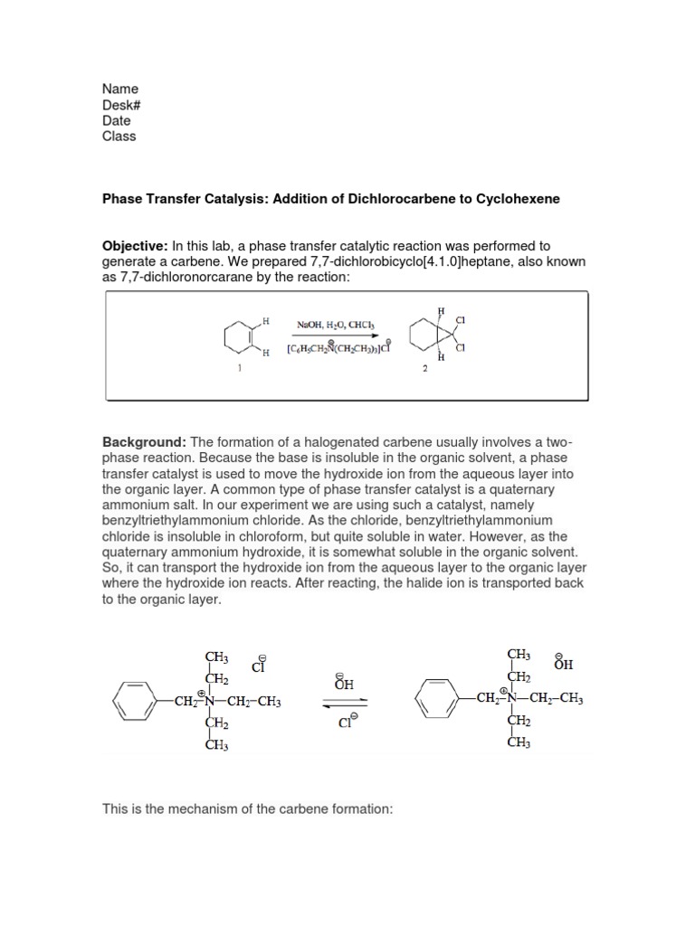 Synthesis of 7 7 dichlorobicyclo 4 1 0 heptane phase 05 picture