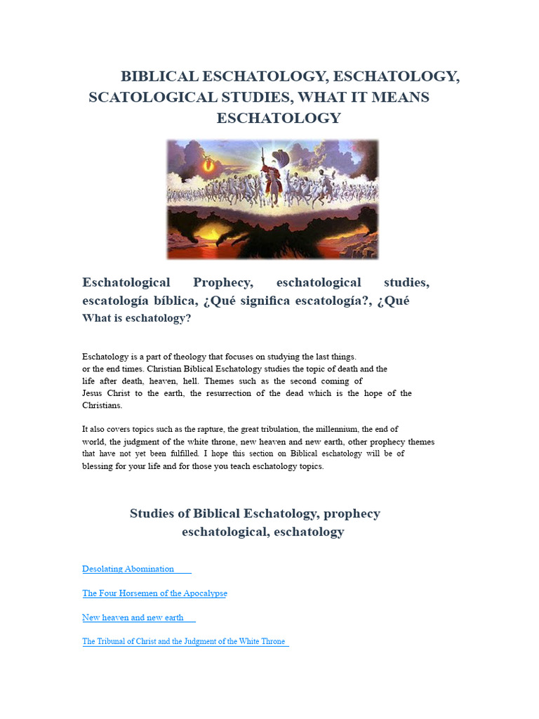 Understanding Biblical Eschatology PDF Christian Eschatology