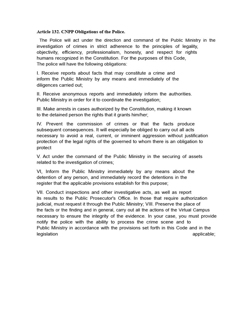 Police Obligations Under CNPP Article 132 | PDF | Arrest | Crimes