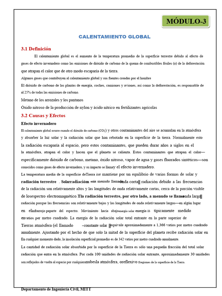 Causas y Efectos del Calentamiento Global | PDF | Gases de efecto ...