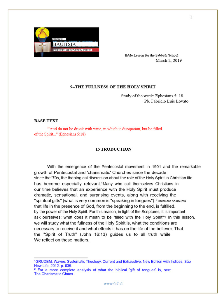 Understanding the Fullness of the Holy Spirit | PDF | Baptism With The ...