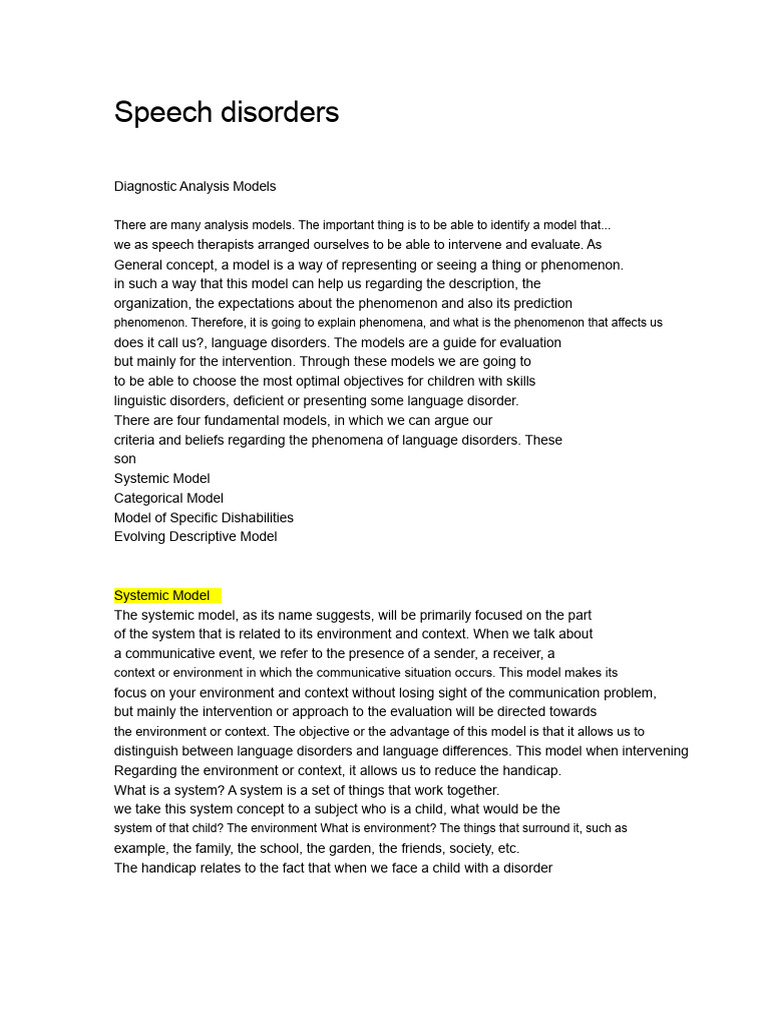 Speech Disorder Analysis Models Explained | PDF | Mental Disorder ...