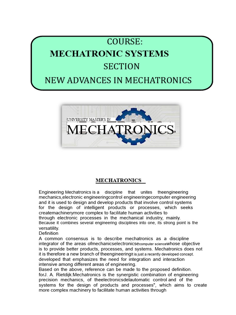 Advances in Mechatronics Engineering | PDF | Mechatronics | Automation
