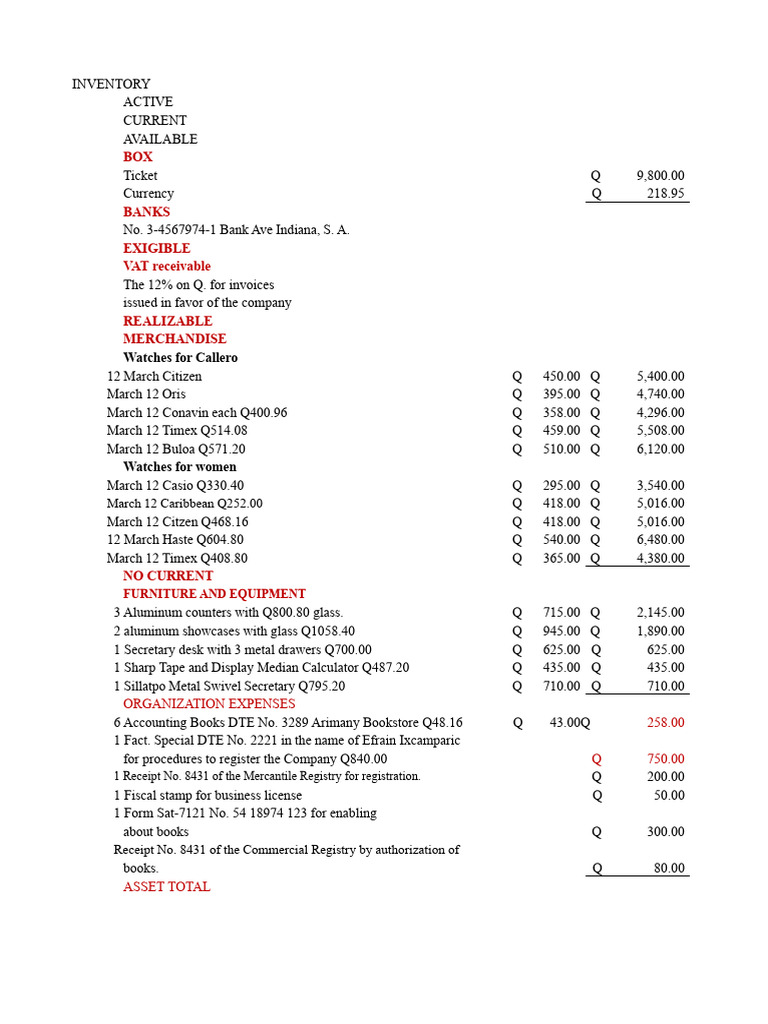 Inventory and Financial Overview Report | PDF | Value Added Tax ...