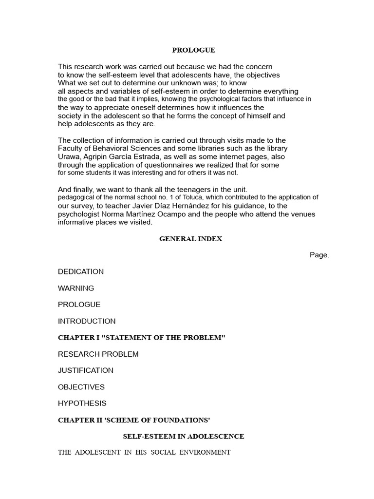 Adolescent Self-Esteem Research Study | PDF | Self Esteem | Adolescence