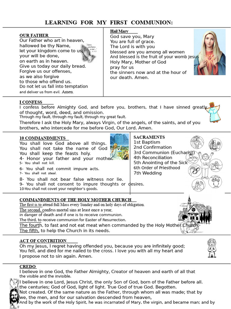 First Communion Preparation Guide | PDF | Baptism | Lord's Prayer