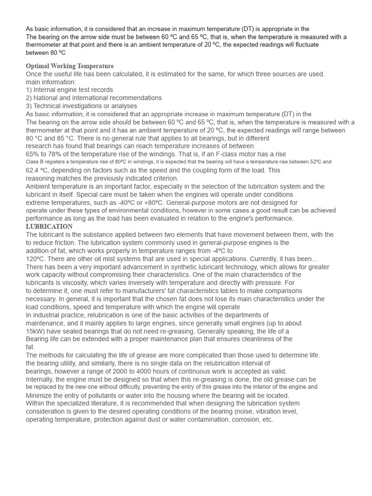 Bearing Temperature Guidelines | PDF | Bearing (Mechanical) | Lubricant