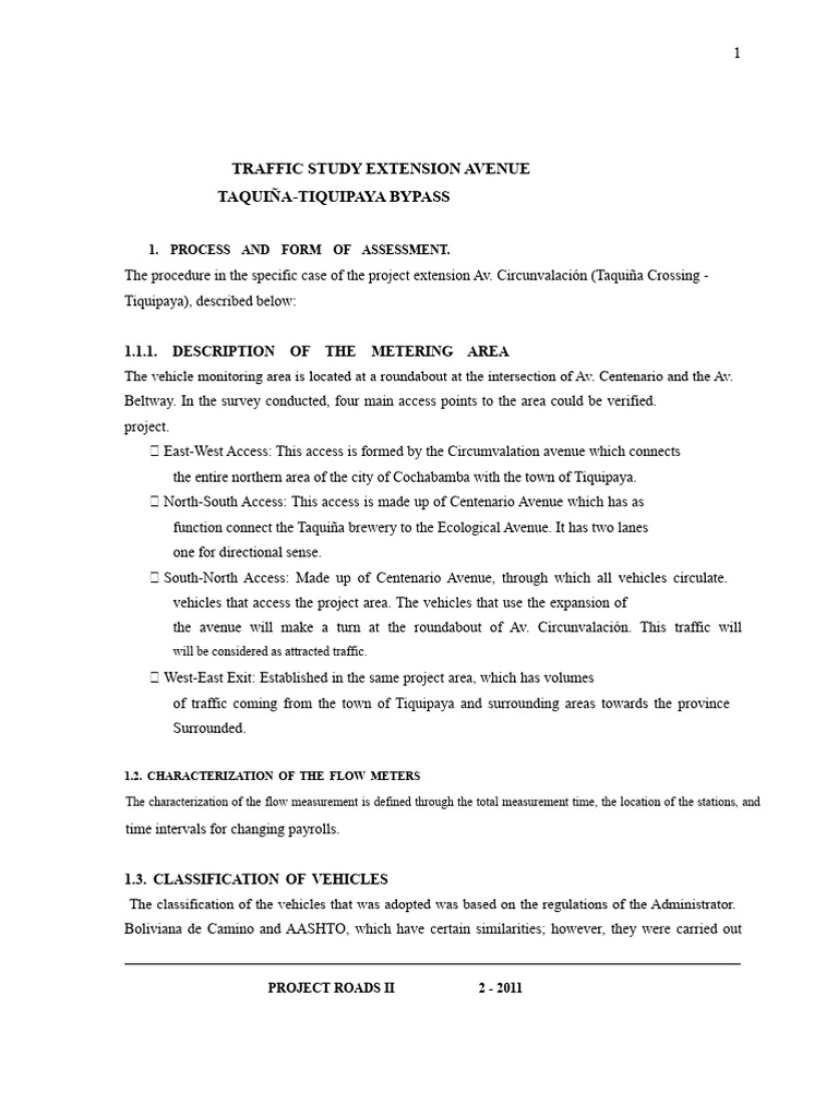 Traffic Study for Taquiña-Tiquipaya Bypass | PDF | Standard Deviation ...