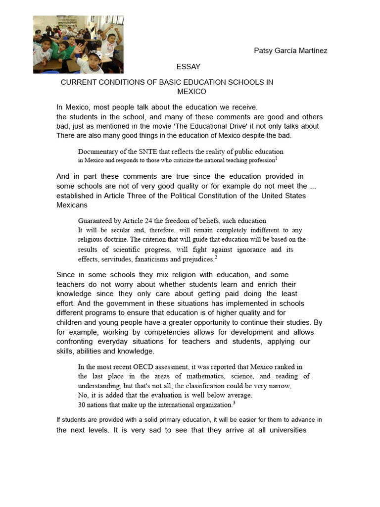 Current Conditions of Basic Education Schools in Mexico | PDF ...
