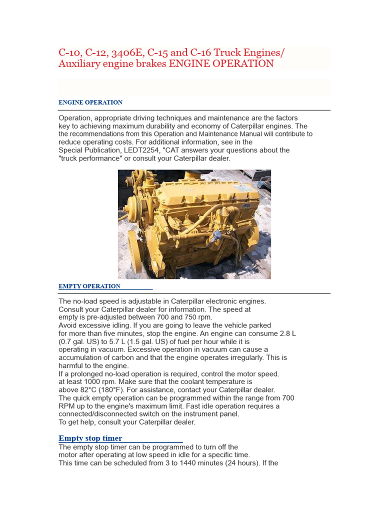 Caterpillar Truck Engine Operation Guide | PDF | Fuel Economy In ...