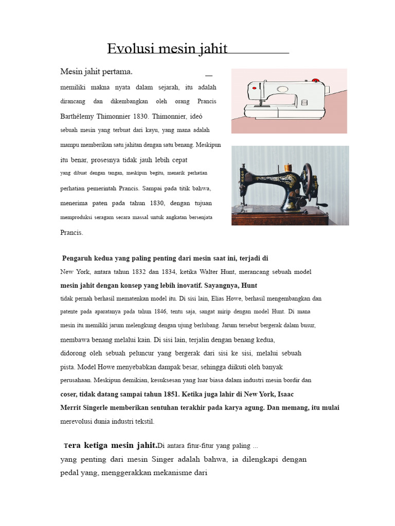 Evolusi Mesin Jahit | PDF