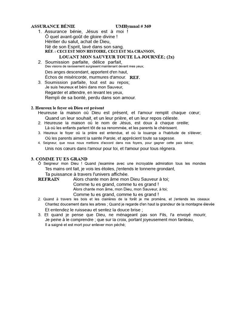 Hymnes de louange et d'assurance chrétienne | PDF