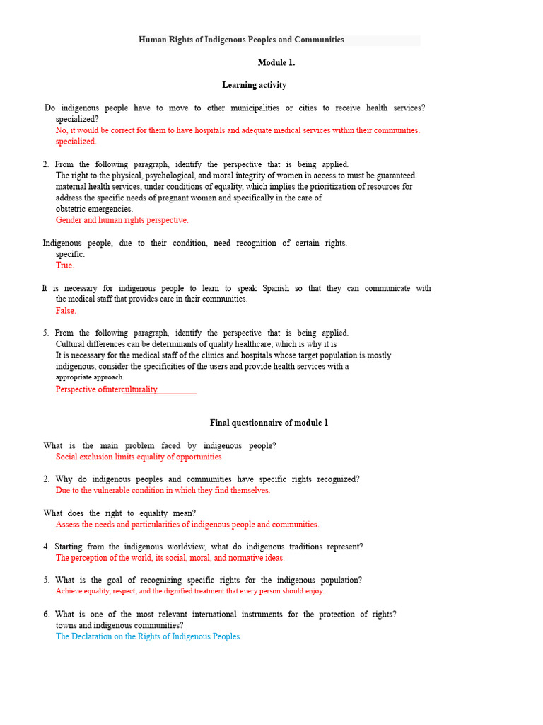 Indigenous Peoples' Human Rights Overview | PDF | Indigenous Peoples ...