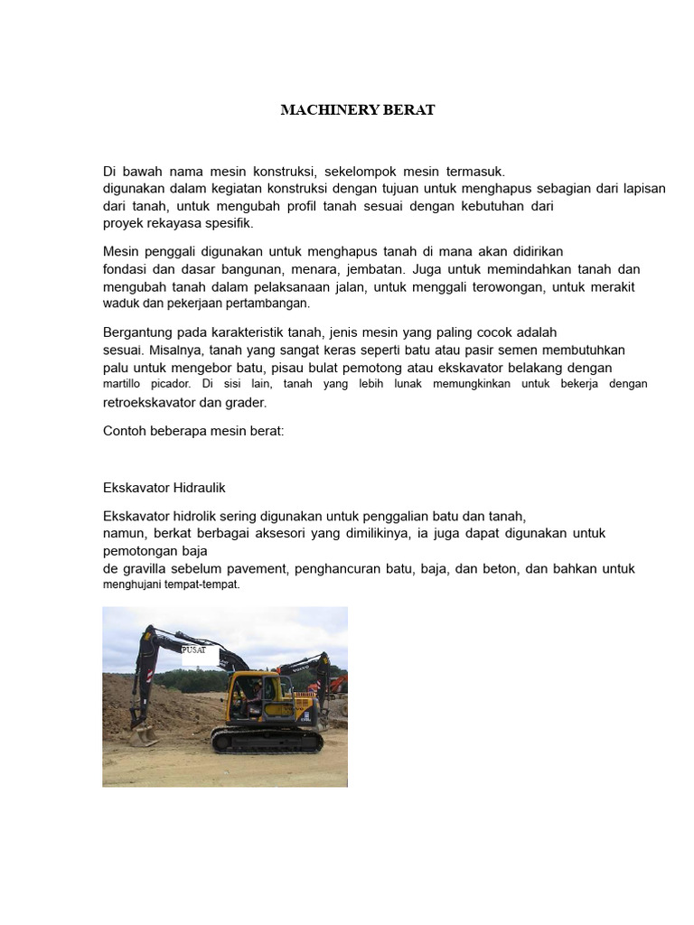 Pekerjaan Mesin Berat Lengkap | PDF