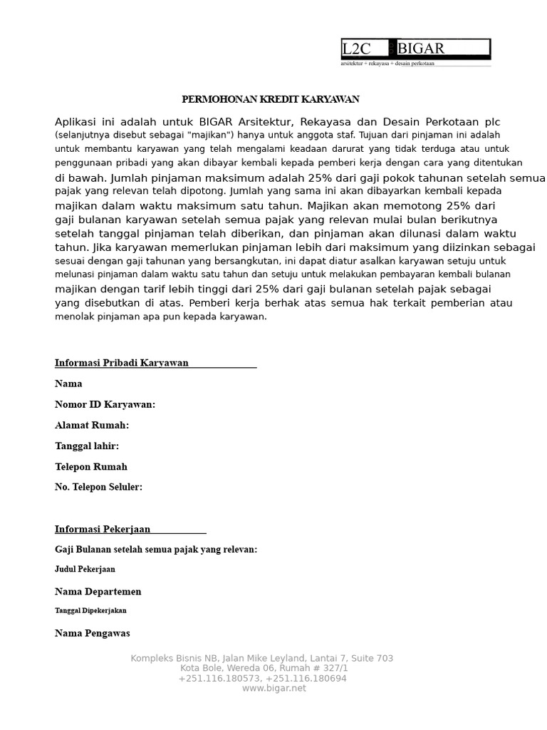 Format Pemberian Pinjaman Karyawan | PDF