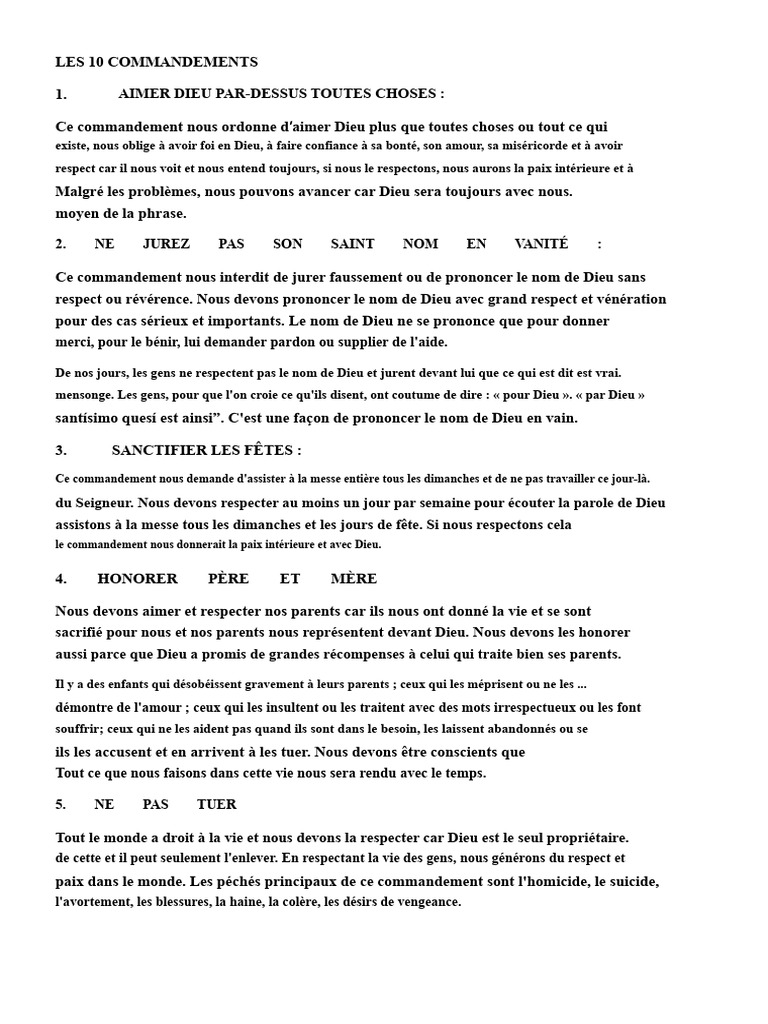 Les 10 Commandements expliqués | PDF | Mensonge | Dieu