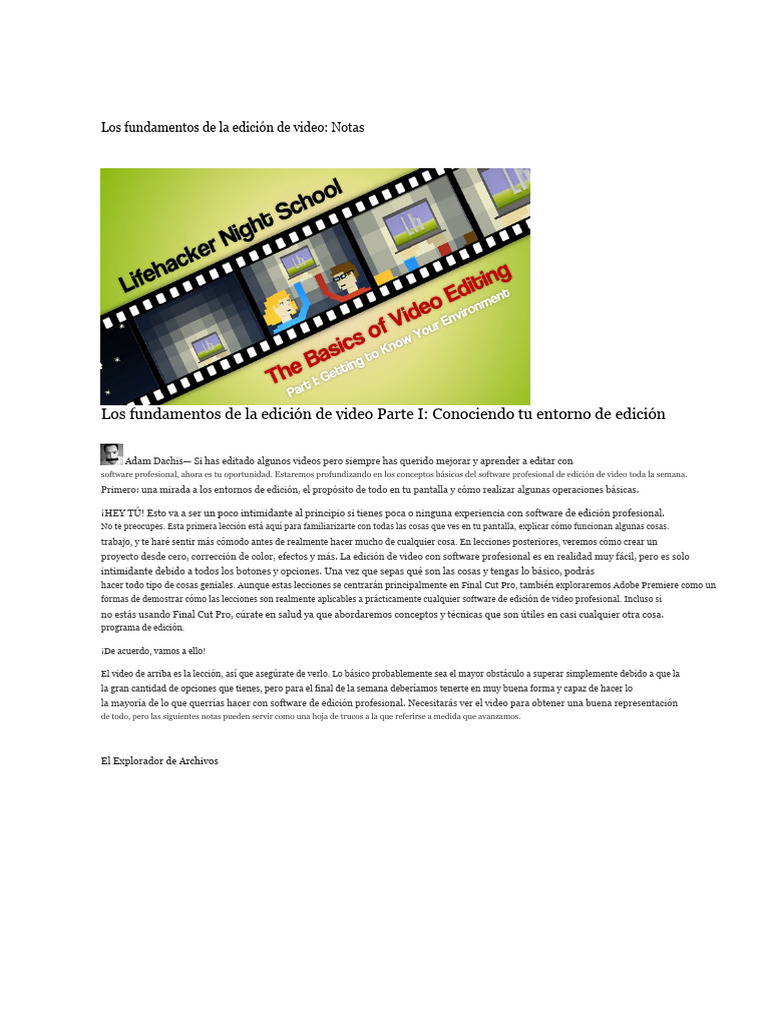 Fundamentos de Edición de Video Profesional | PDF | Vídeo | Compresión ...