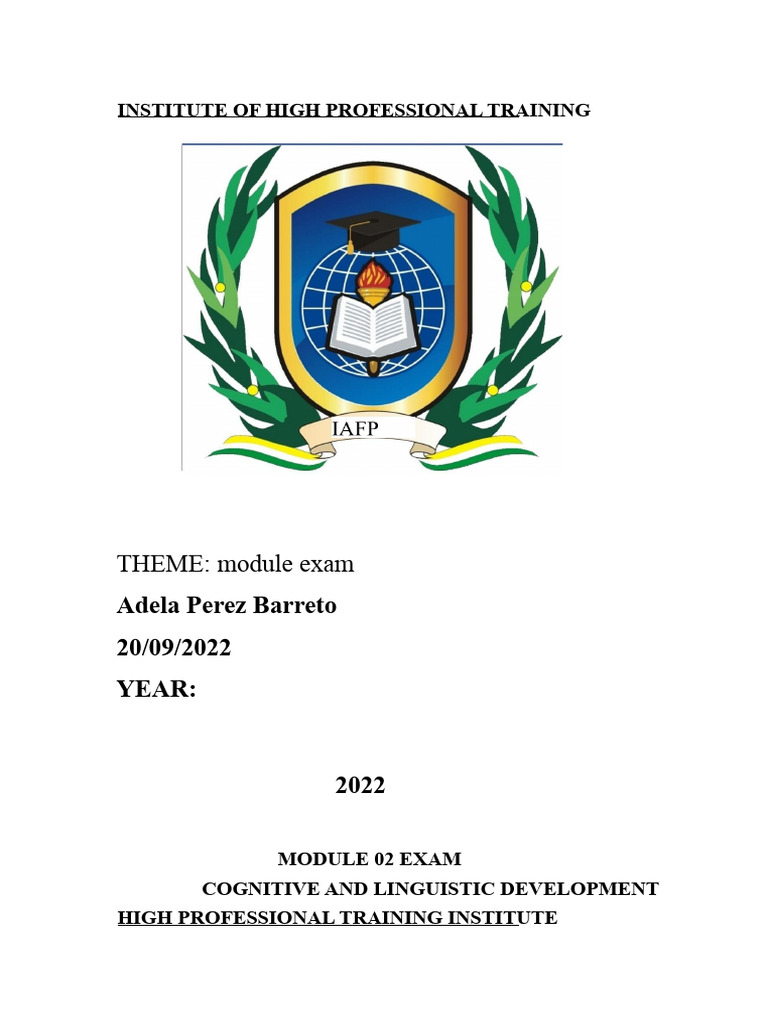 Module 2 Exam | PDF | Language Development | Perception