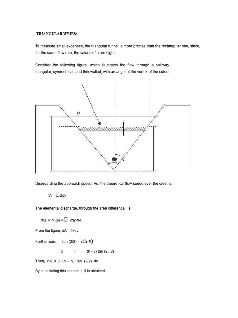 Triangular Weirs: Flow Measurement Techniques | PDF | Equations | Flow ...