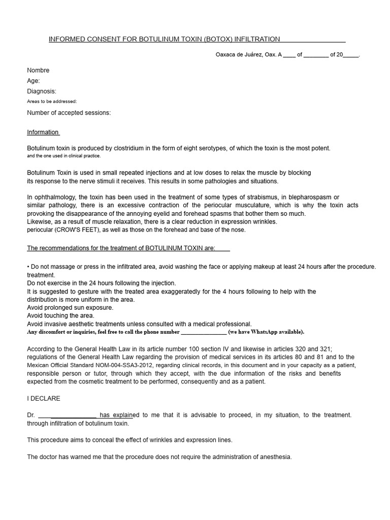 Botox Consent | PDF | Botulinum Toxin | Clinical Medicine