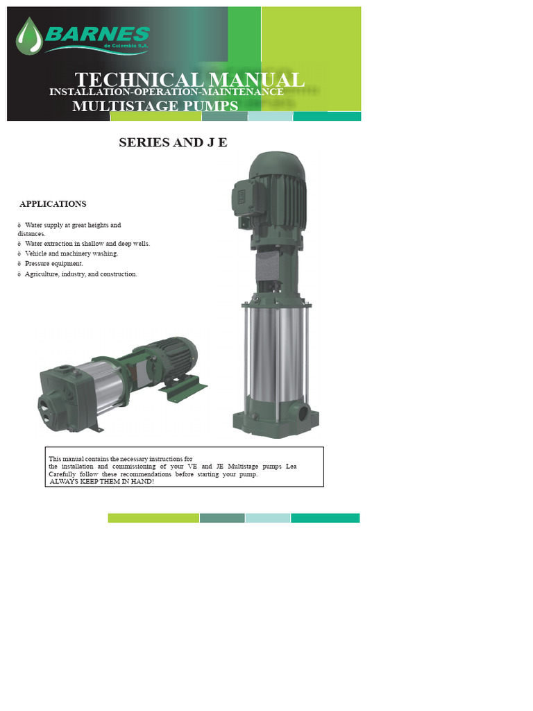 Multistage Pump Installation Manual | PDF | Pump | Valve