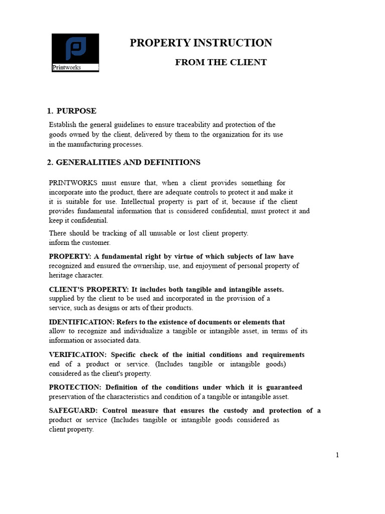Client Property Management Guidelines | PDF | Property | Verification ...
