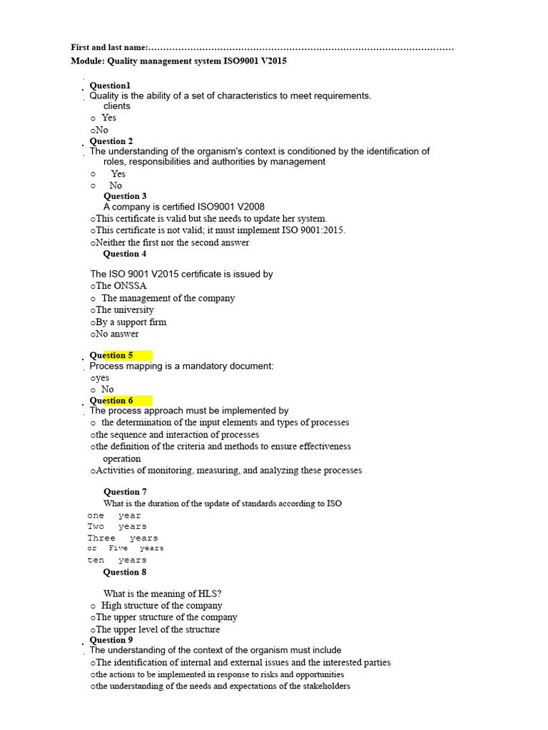 Quality Management Exam | PDF | Quality Management System | Quality ...