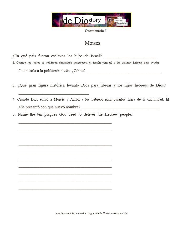 Moisés: Cuestionario 5 | PDF