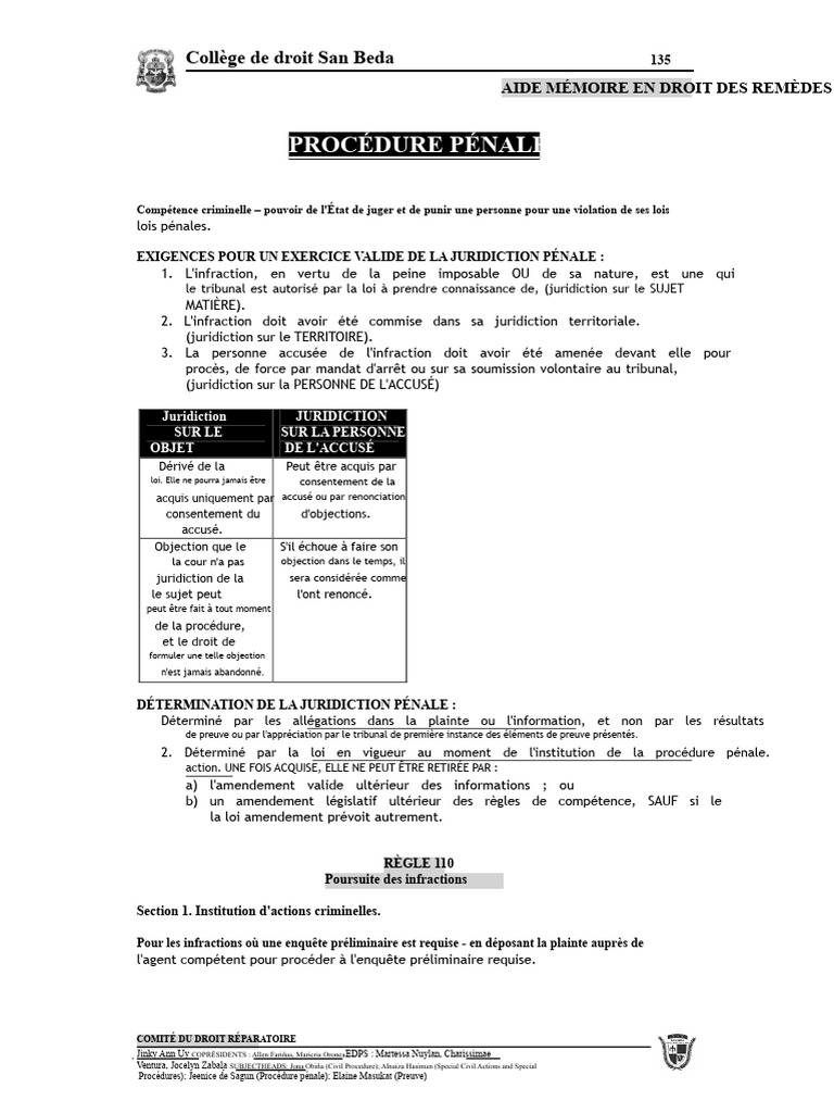 Juridiction en Procédure Pénale | PDF | Crimes | Crime et violence