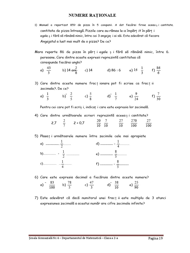 Rationale Clasa A Doua | PDF