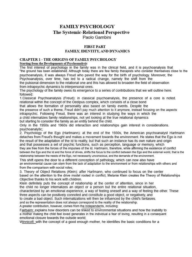 Psychology of The Family | PDF | Family | Psychoanalysis