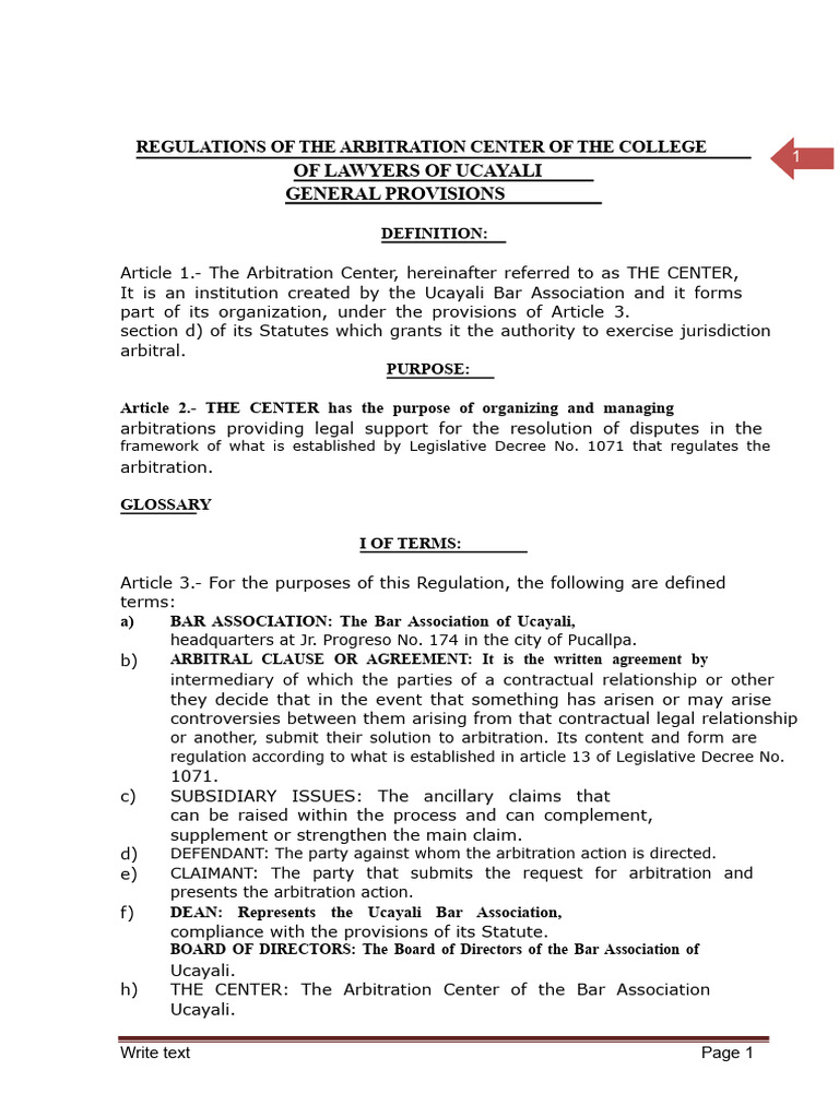 Regulations of The Arbitration Center | PDF | Arbitral Tribunal ...
