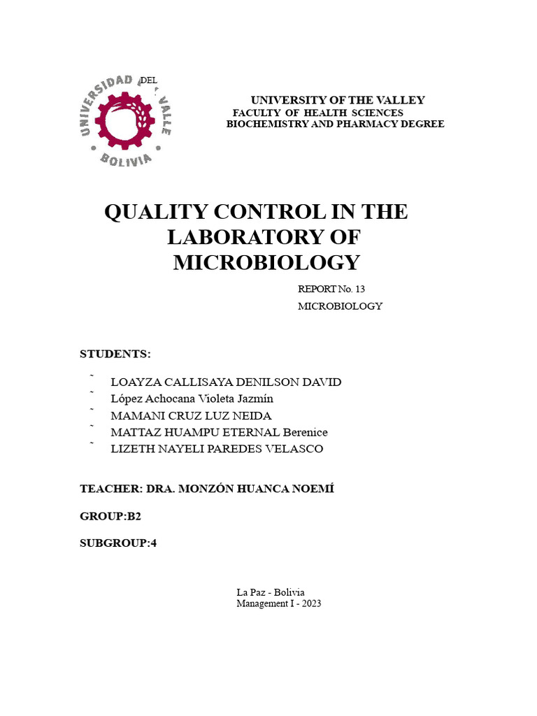 Quality Control in Microbiology Labs | PDF