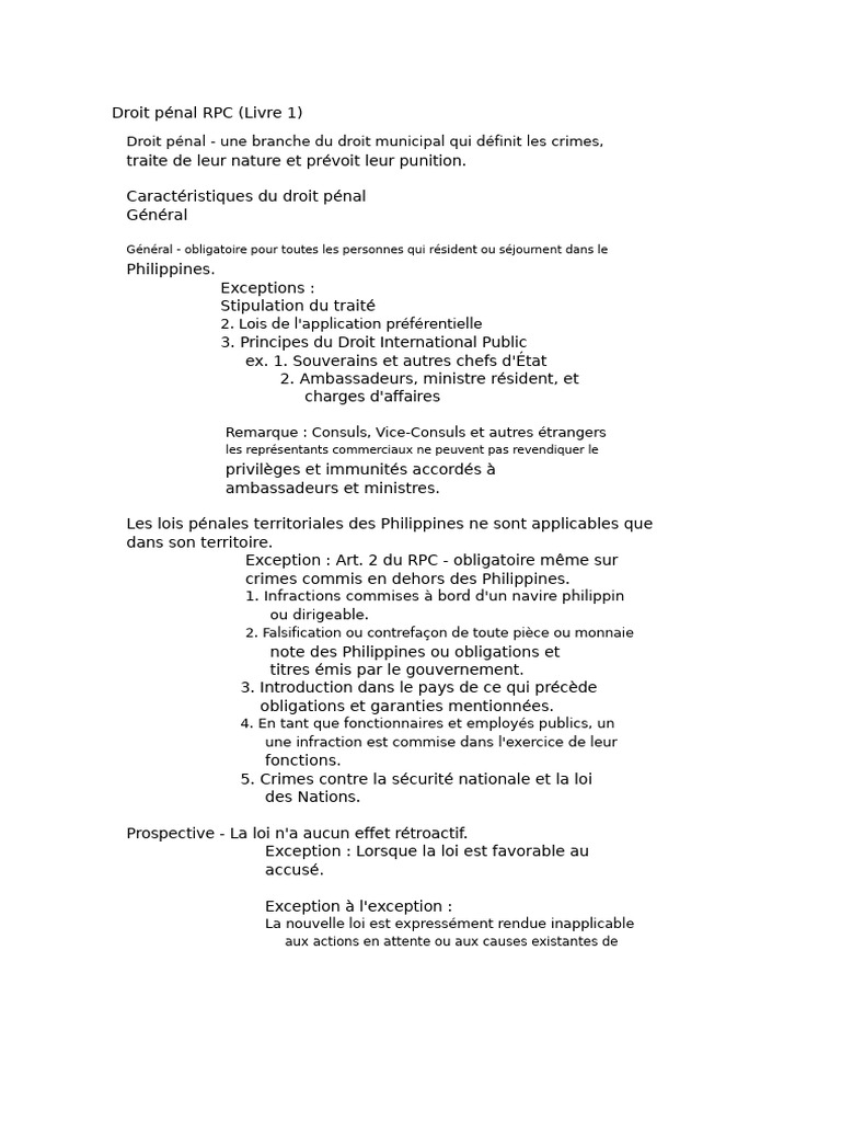 Introduction au Droit Pénal RPC | PDF | Crimes | Crime et violence