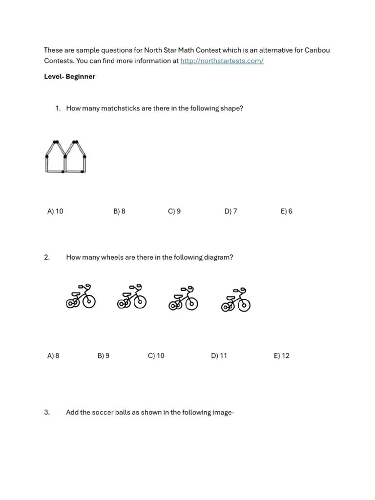 North Star Math Contest Sample Questions | PDF